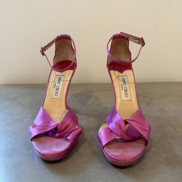 Jimmy Choo Pink Satin Sandals - Picture 3 of 7